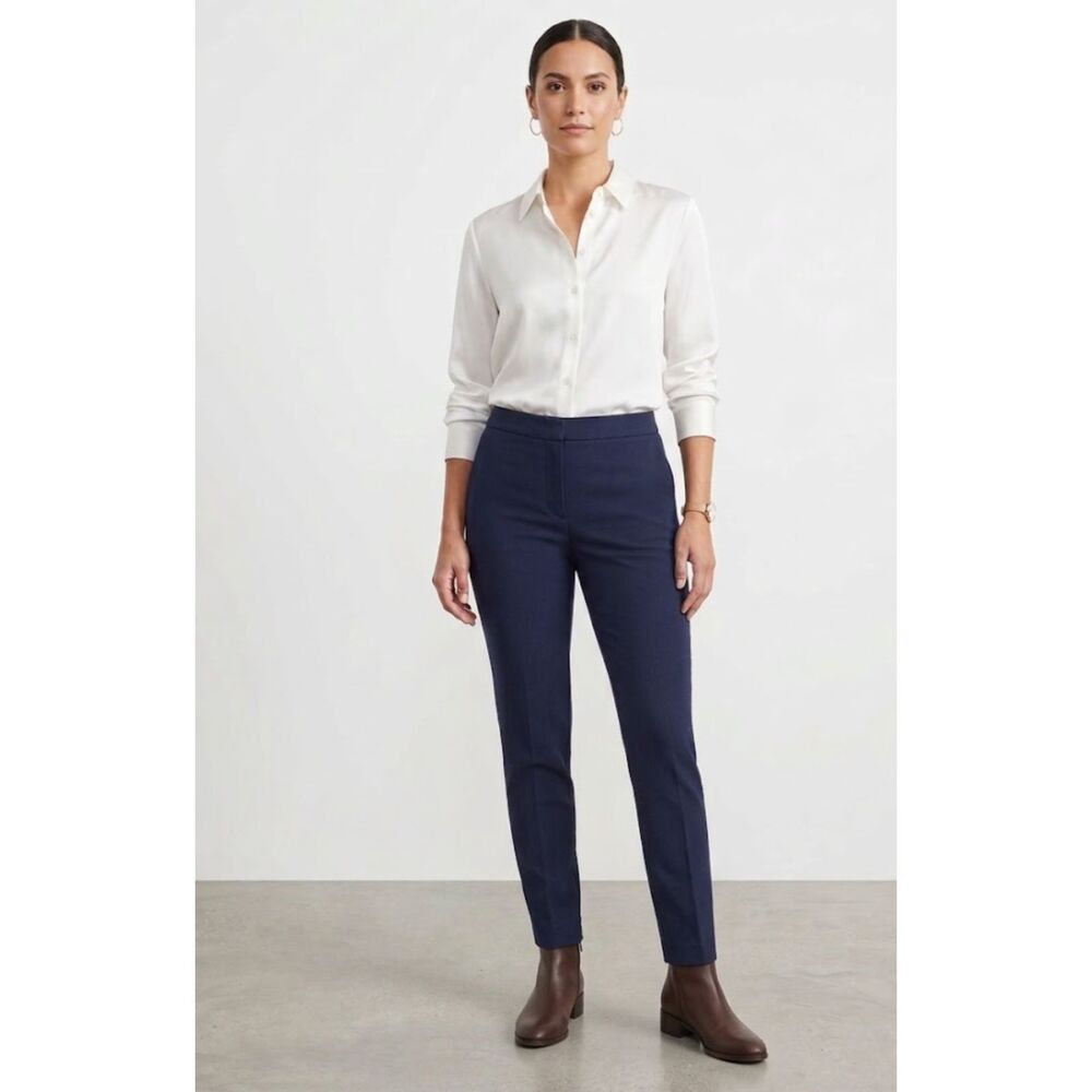 Ann Taylor LOFT Kendall Skinny Pants Bi-Stretch Navy Blue Women's Size 6 Petite